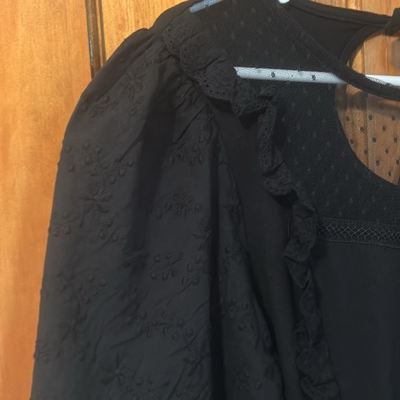 NWT Marc New York Ruffle Embroidered Puff Sleeve Top - Picture 2 of 9